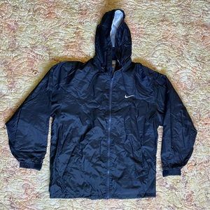 Vtg 90s Nike hooded big swoosh Nike check windbreaker Sz s fits XL